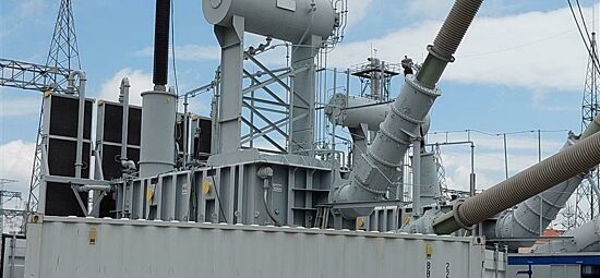 Outdoor photograph of a power transformer