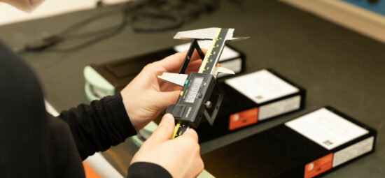 A digital measuring instrument being used to gain accurate dimensions of a nuclear component