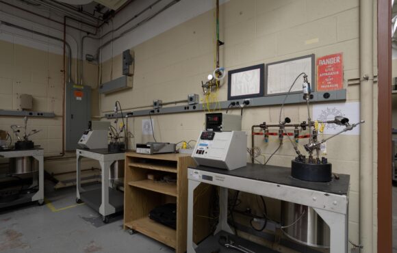 Photograph of multiple autoclaves ready to perform corrosion testing