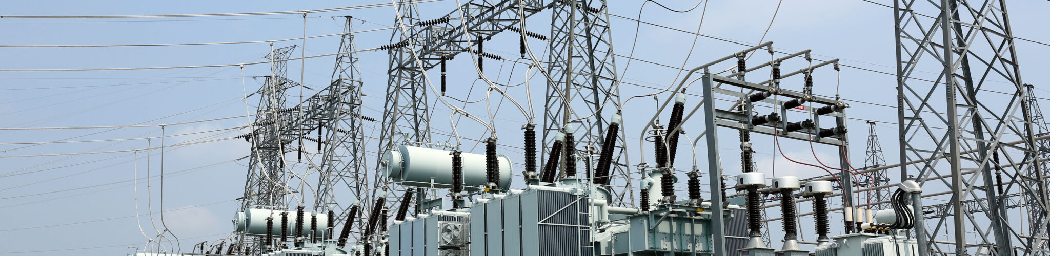 Large fenced-in transformer station