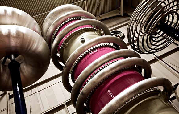 Large transmission testing equipment inside a facility