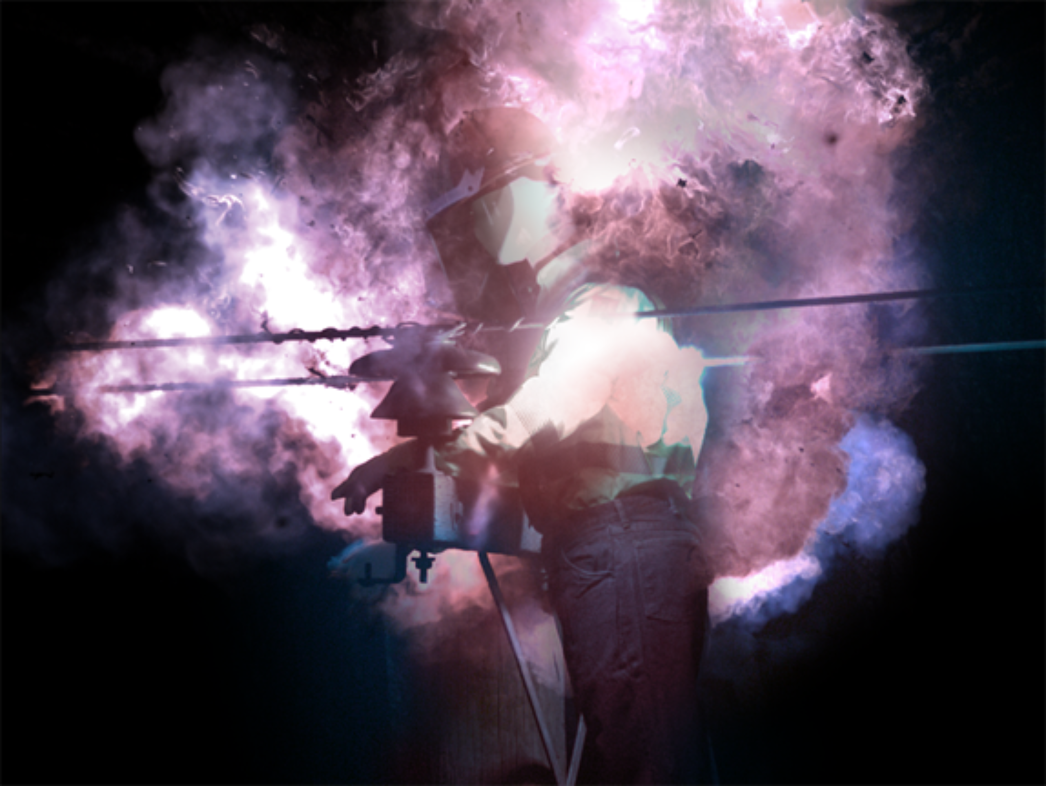 Abstract art of arc flash testing performed on personal protective equipment