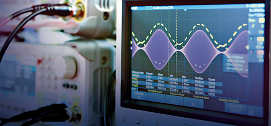 Instrument display showing a waves as a test is undertaken