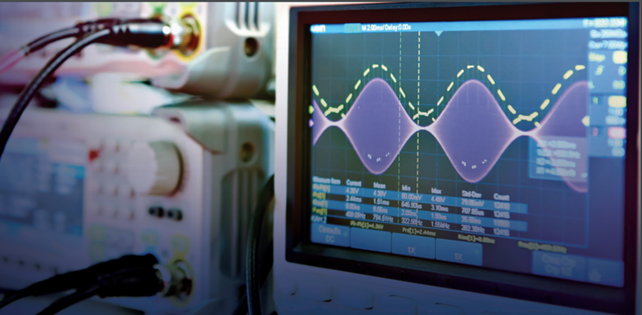 Instrument display showing a waves as a test is undertaken