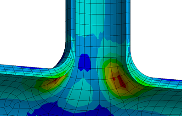 Computer generated image of stresses in a piping joint