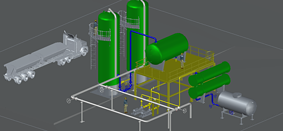 3D render of a large piping system