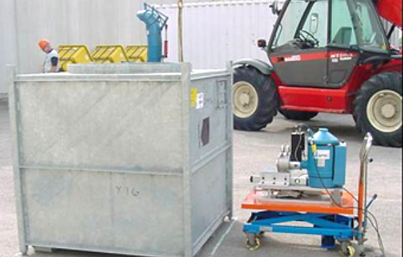 Photograph of a large container being monitored